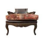 Traditional Wingback Leather Accent Chair with Sloped Arms - Image 5