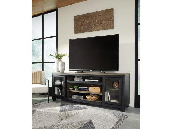 Foyer 83" Modern Farmhouse Two-Tone 2-Door Entertainment Console - Image 2