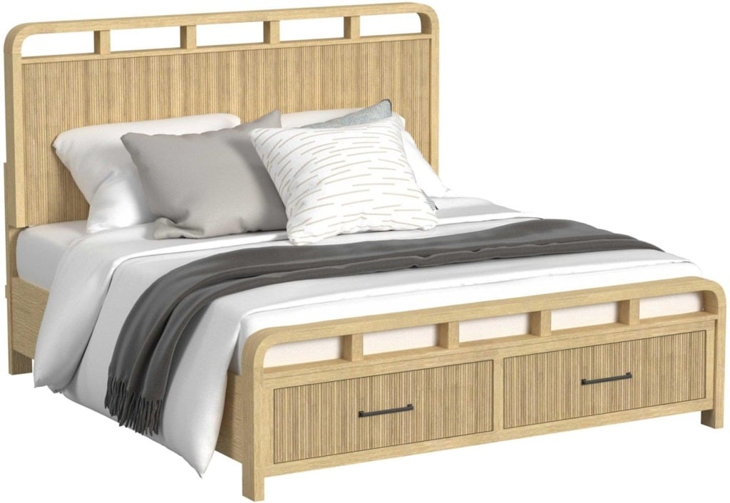 Ridgemont Coastal Storage Bed - Natural Wood Tone Finish
