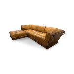Cosmopolitan Bronze and Palmwood Leather Sofa