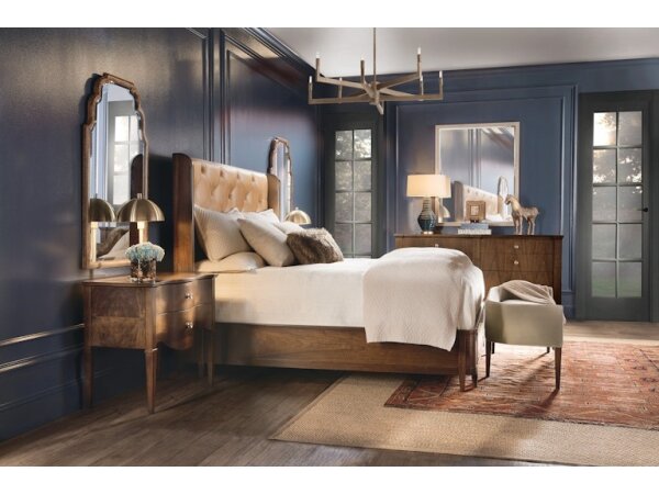 Archives Transitional Leather Upholstered Bed - King - Image 5