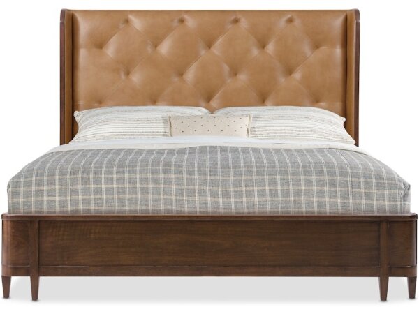 Archives Transitional Leather Upholstered Bed - King - Image 3