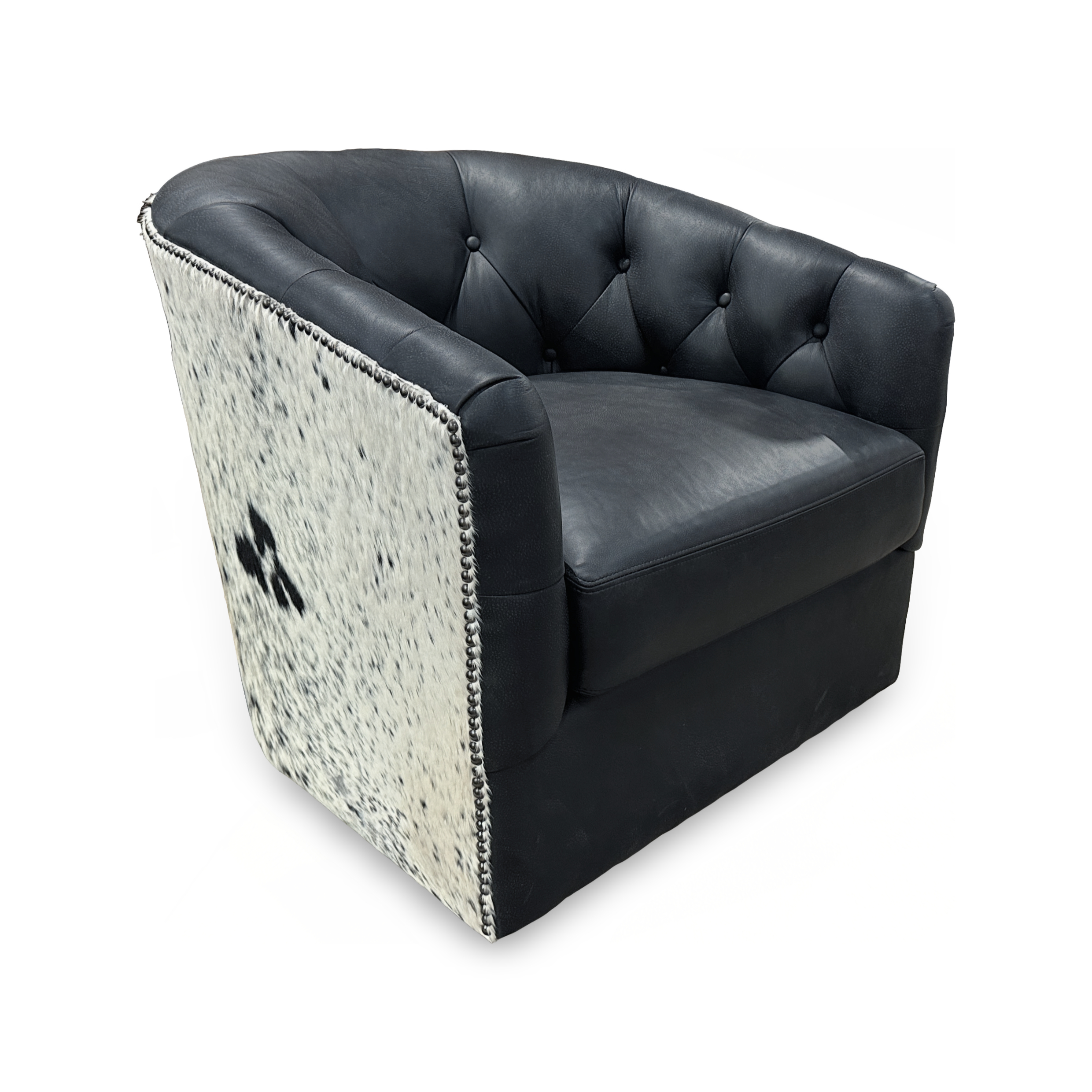 Deacon Leather Swivel Chair -RECRECMC8041-RECRECMC8041-Angle Deacon Leather Hide Swivel Chair - Image 1