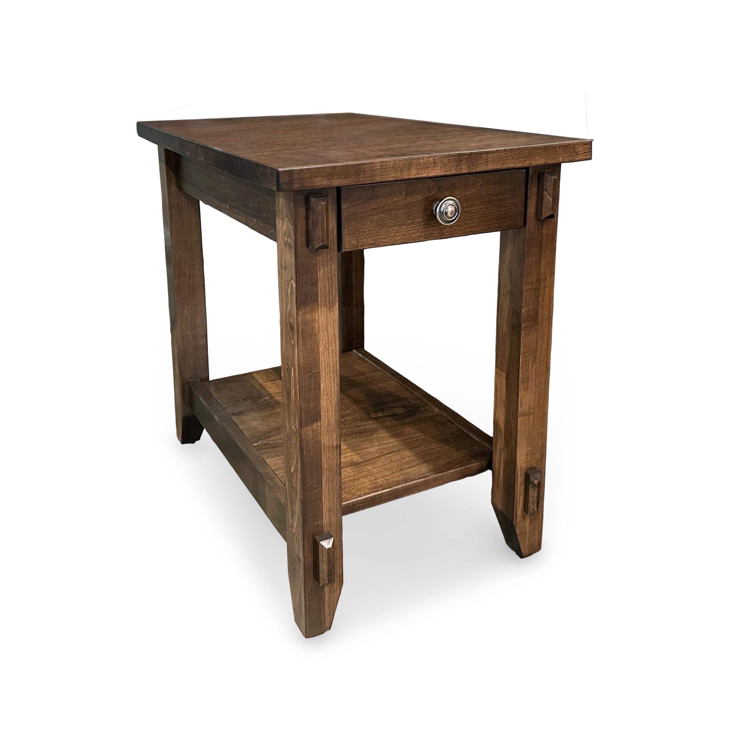 Transitional Narrow End Table with Open Shelf