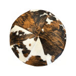 Leather Hide Large Round Cocktail Ottoman - Image 3