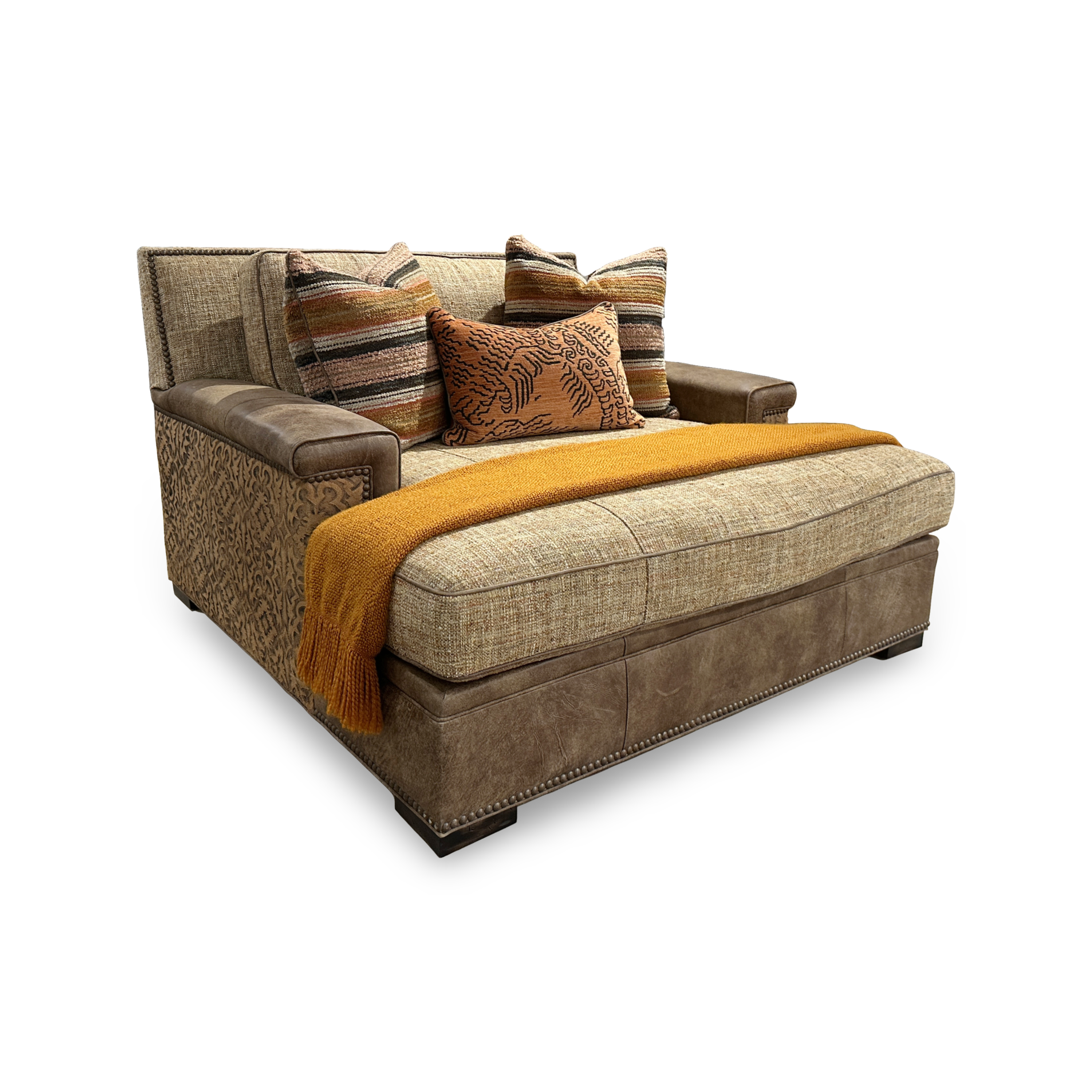 Alan Traditional Leather Chaise Lounger