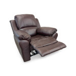 Casual Brown Leather Pillow Arm Powered Recliner - Image 3