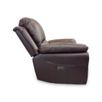 Casual Brown Leather Pillow Arm Powered Recliner - Image 2