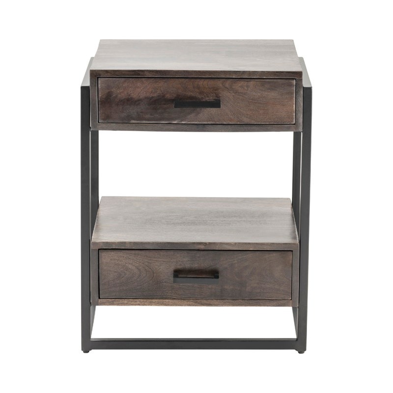 Beckett 2-Drawer Side Table with Open Shelf