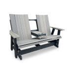 Contemporary Outdoor Glider Bench with Drop-Down Table