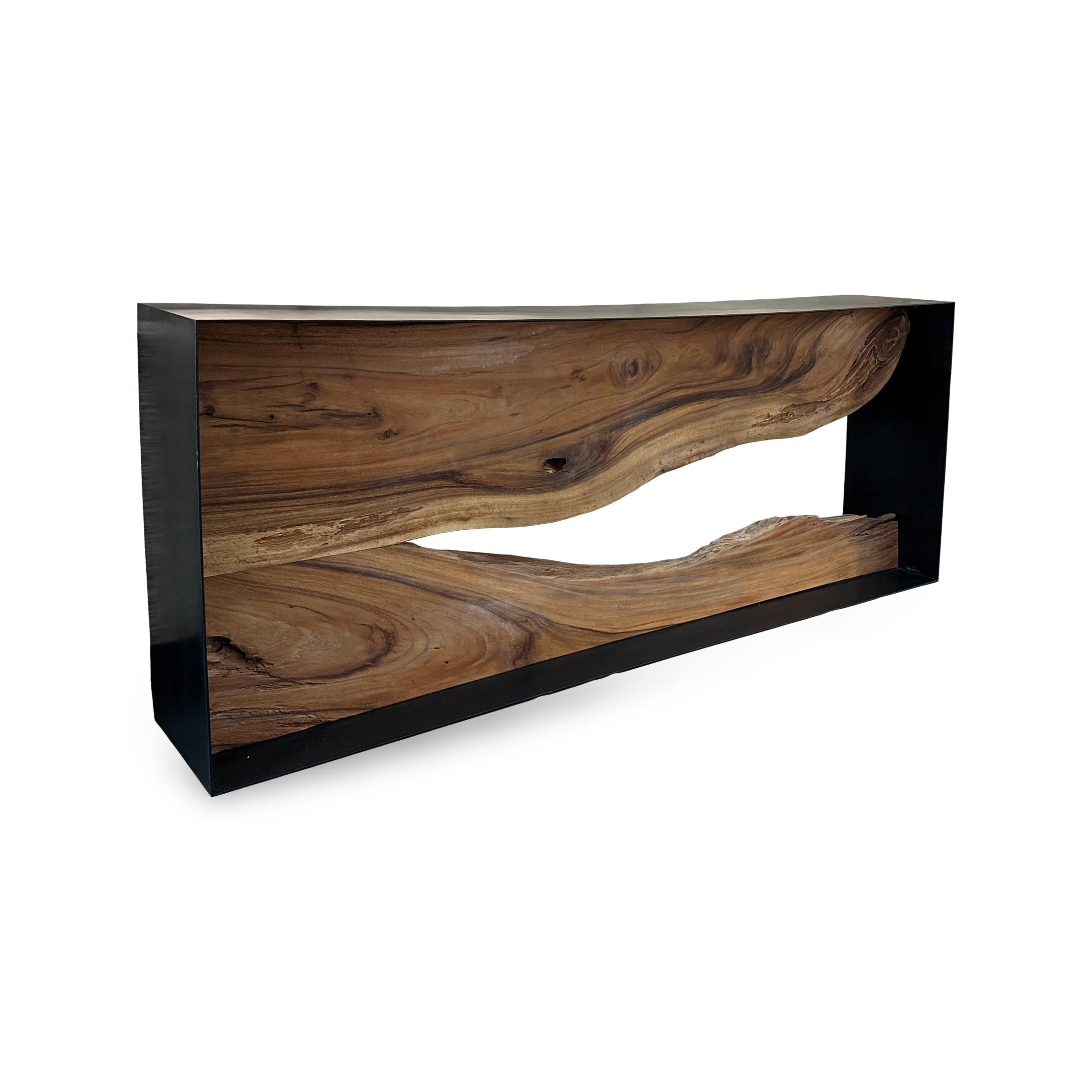 Metal Wrapped Teak Wood Console Table – Montgomery’s - Local South ...