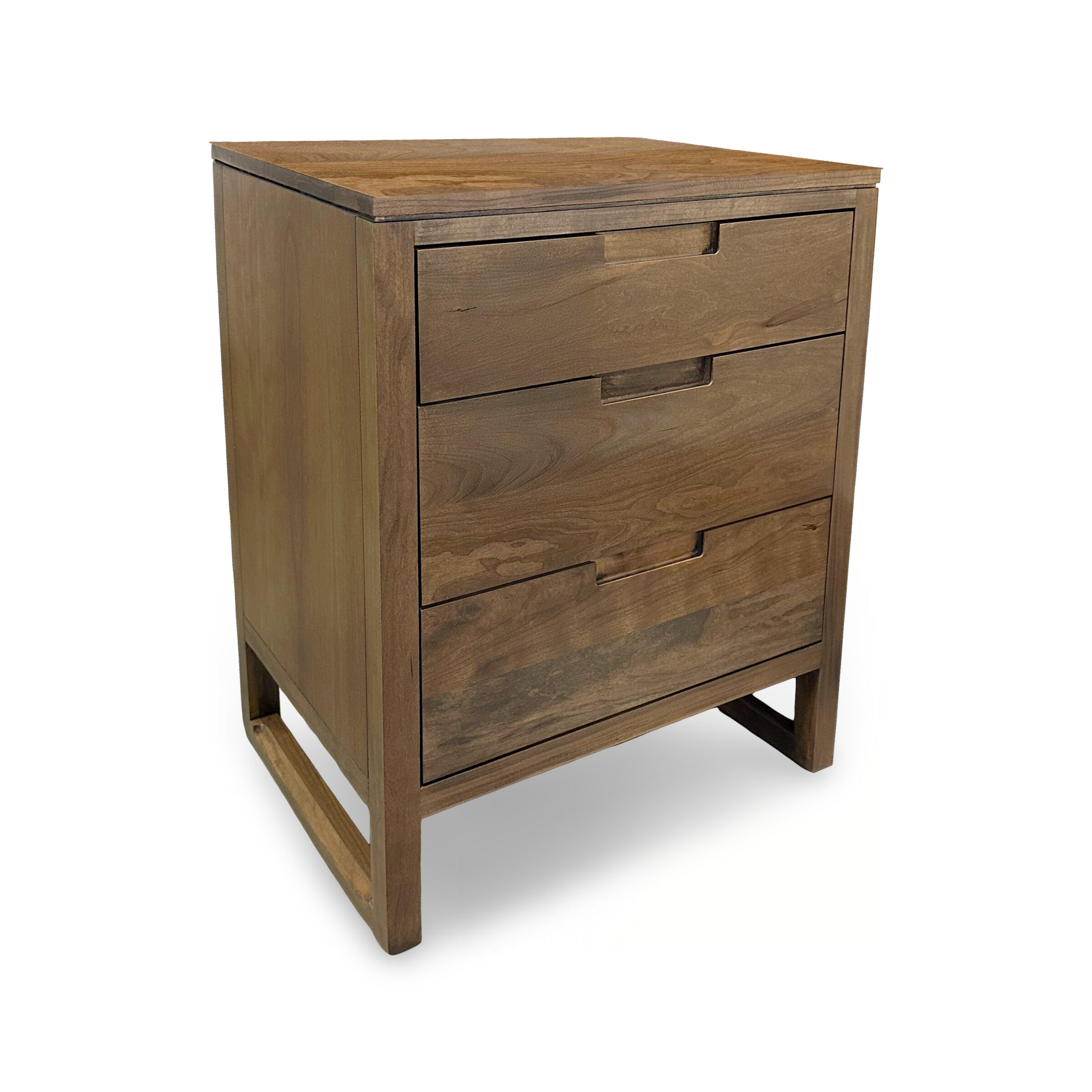 Mid-Century Modern 3-Drawer Nightstand-BDRNSTMF8232 -BDRNSTMF8232 - Angle Mid-Century Modern 3-Drawer Nightstand - Image 1