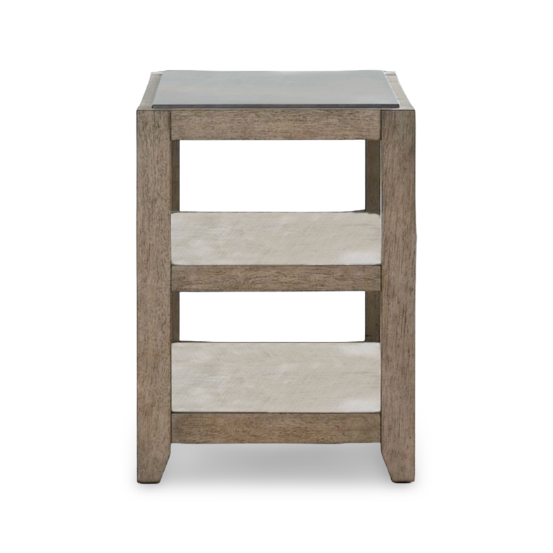 Millstone Chairside Table-OCCTESMF9507-OCCTESMF9507 - Front Millstone Rustic Two-Tier Chairside Table with Open Shelves - Image 1