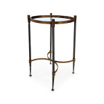 Round Metal Accent Table with Glass Top