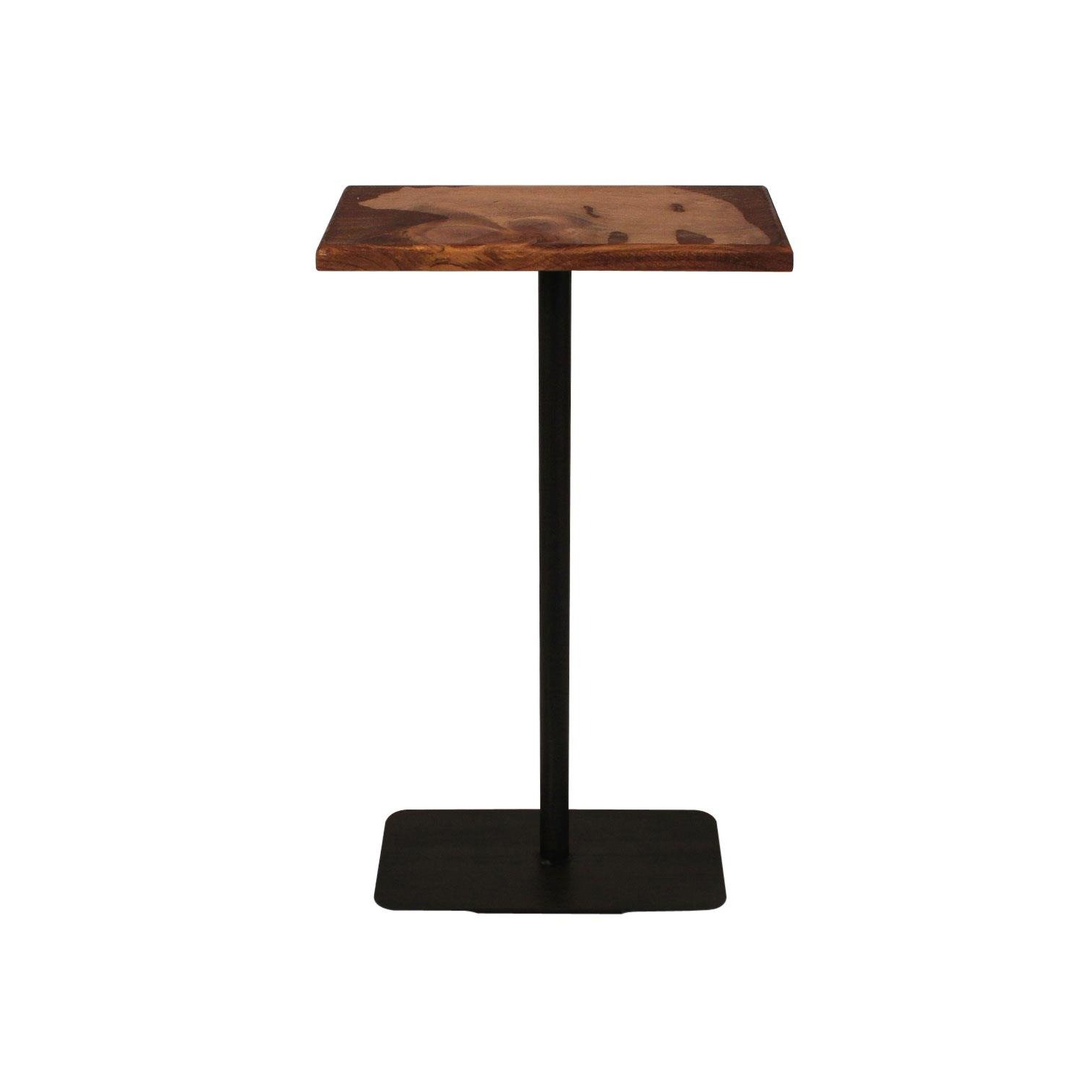 Wood Top Drink Table with Bear Accent