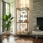 Modern Ansel 4-Shelf Glass Curio Cabinet - Image 5