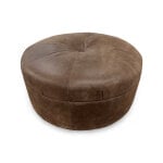 40" Round Leather Ottoman with Casters - Image 2
