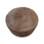40" Round Leather Ottoman with Casters - Image 3