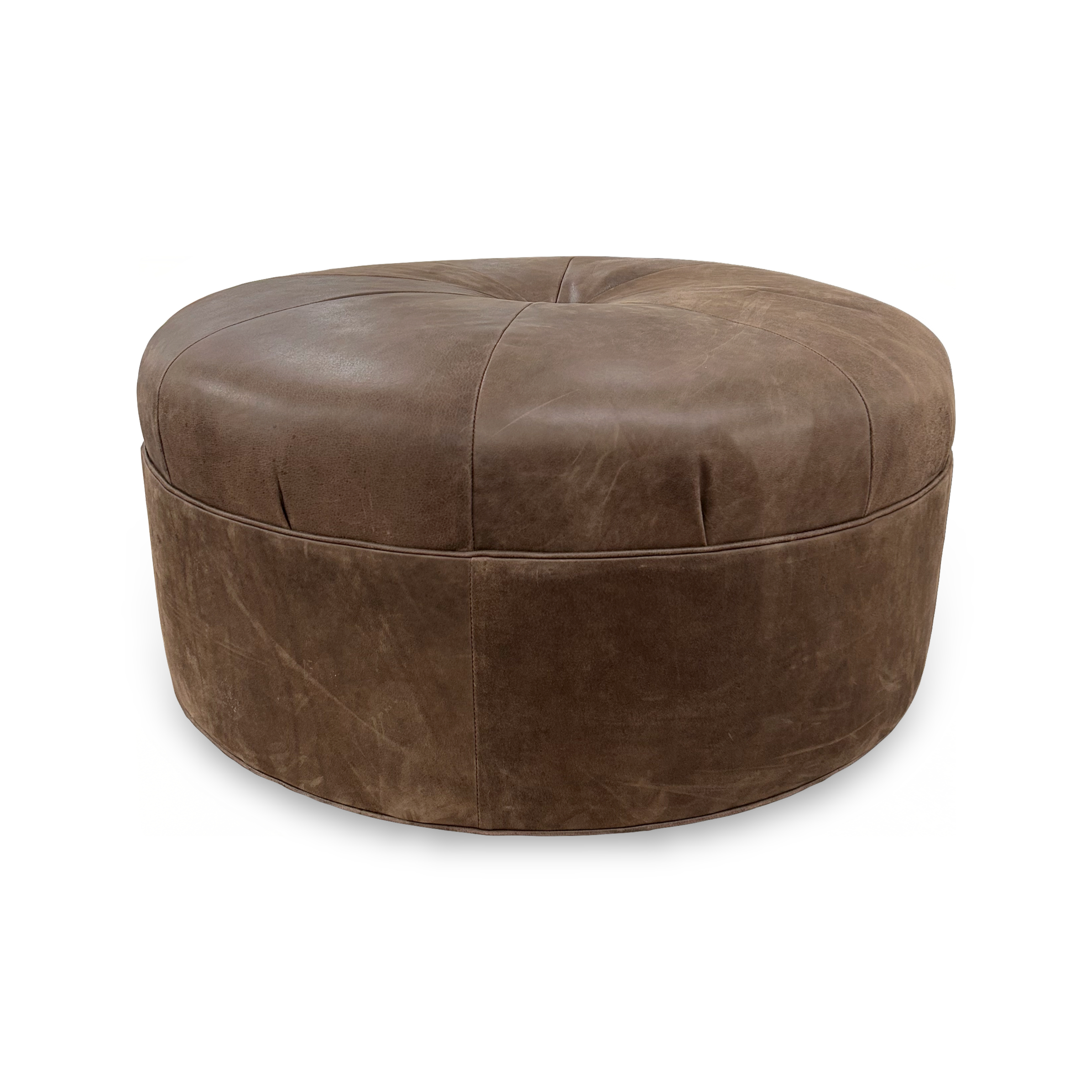 Custom O-Round Ottoman-CHROTTMF6760-CHROTTMF6760 - Front 40" Round Leather Ottoman with Casters - Image 1
