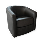 Leather Barrel Swivel Accent Chair
