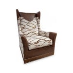 Fallon Swivel Accent Chair with Leather Trim