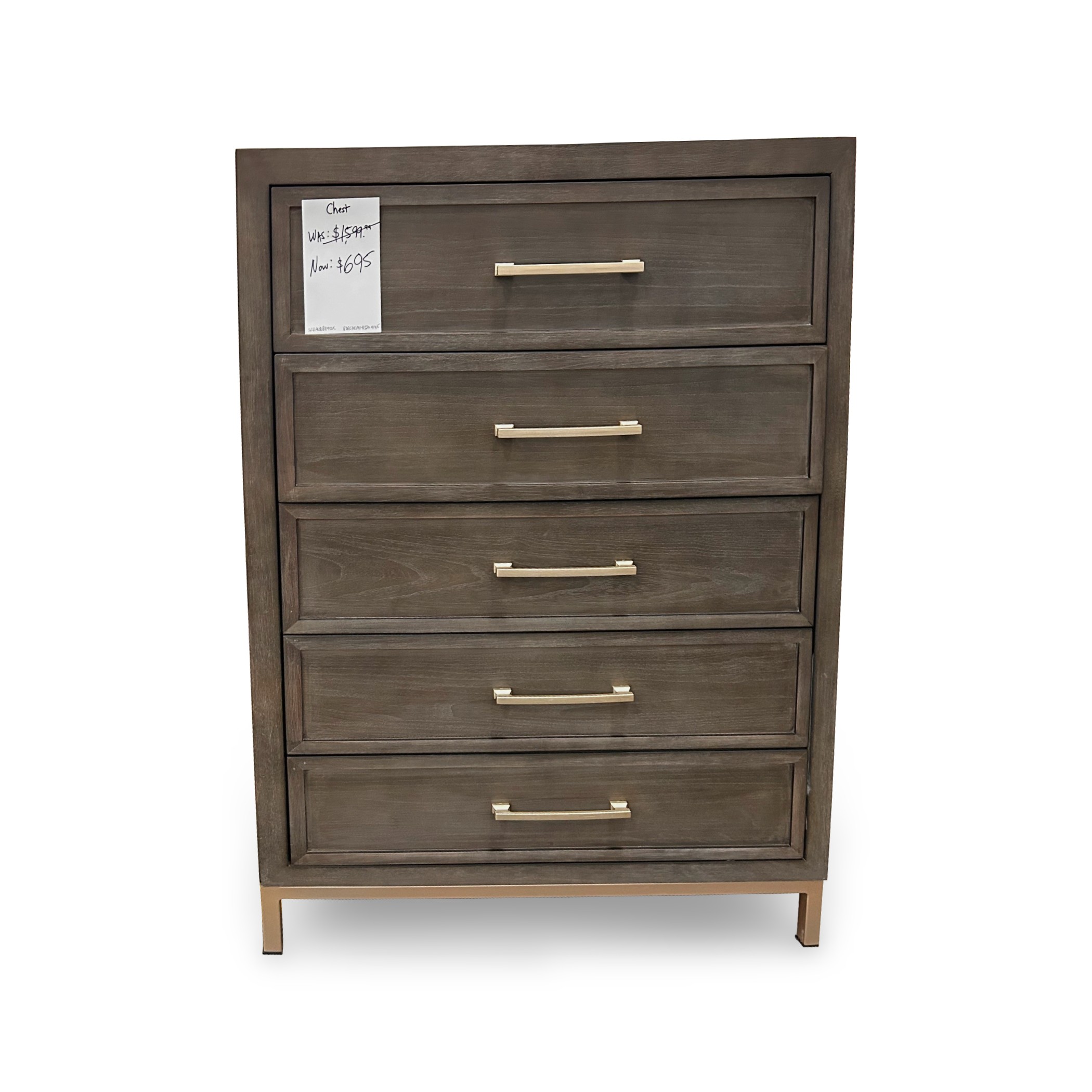 BDRCHEMF8320-BDRCHEMF8320 5-Drawer Brass Accent Bedroom Chest - Image 1