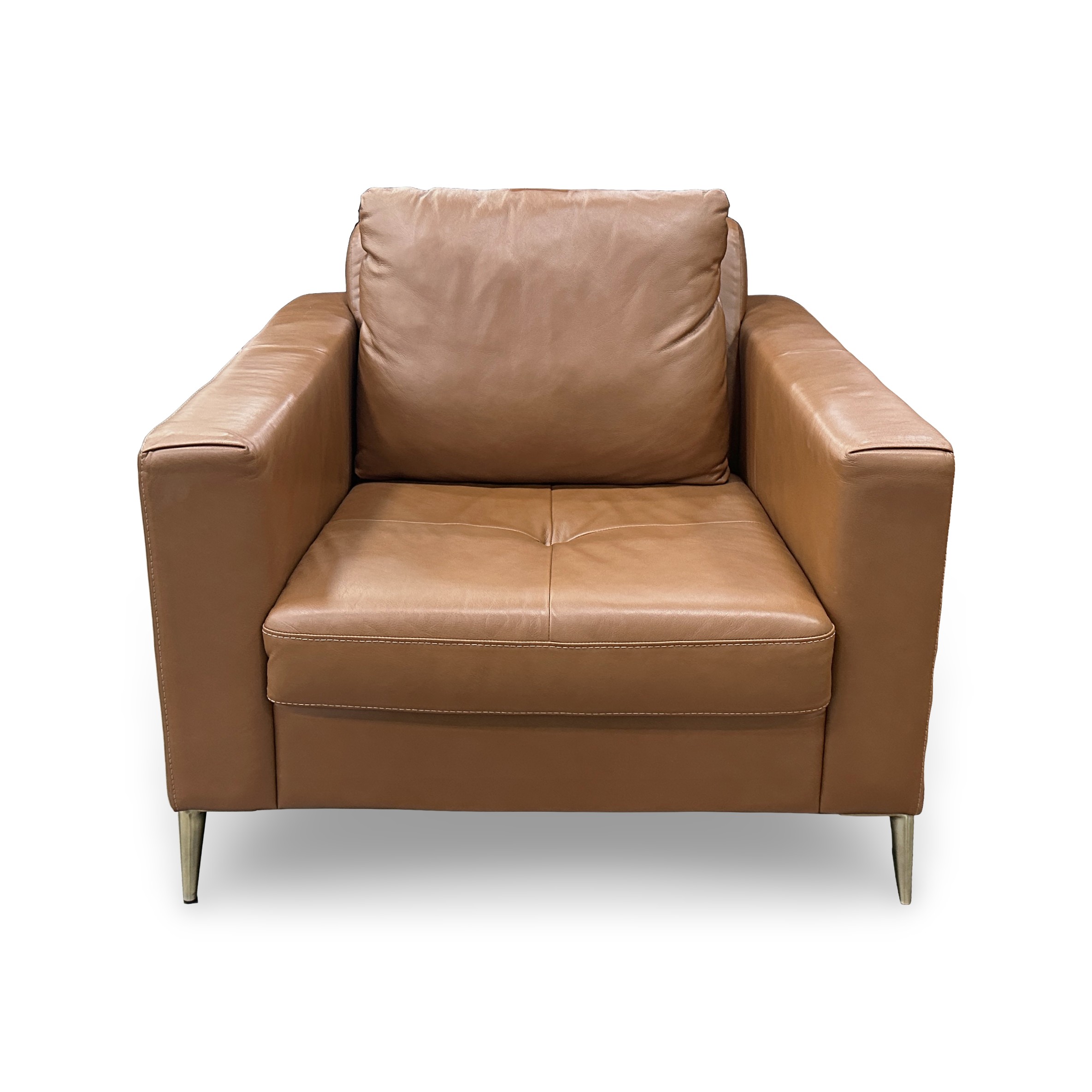 Leather Track Arm Accent Chair