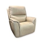Leather Swivel Glider Powered Recliner | Beige