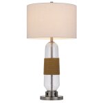 Burlap Bubbled Glass Table Lamp - Image 2