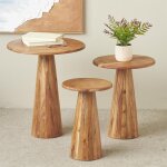Modern Brown Acacia Small Accent Table - Image 5