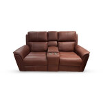 Sundance Leather Power Reclining Console Loveseat | Caramel - Image 2