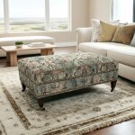 Damask Rectangular Ottoman with Casters - Image 4