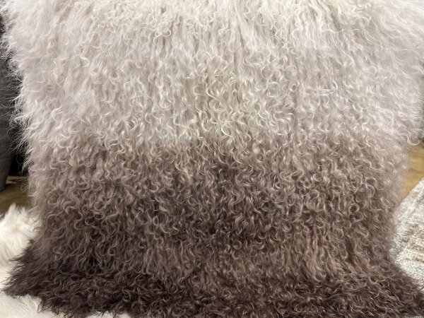 Lavender Fur Pouf Cube Ottoman - Image 2