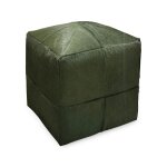 Olive Cowhide Cube Pouf