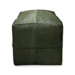 Olive Cowhide Cube Pouf - Image 2