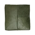 Olive Cowhide Cube Pouf - Image 3