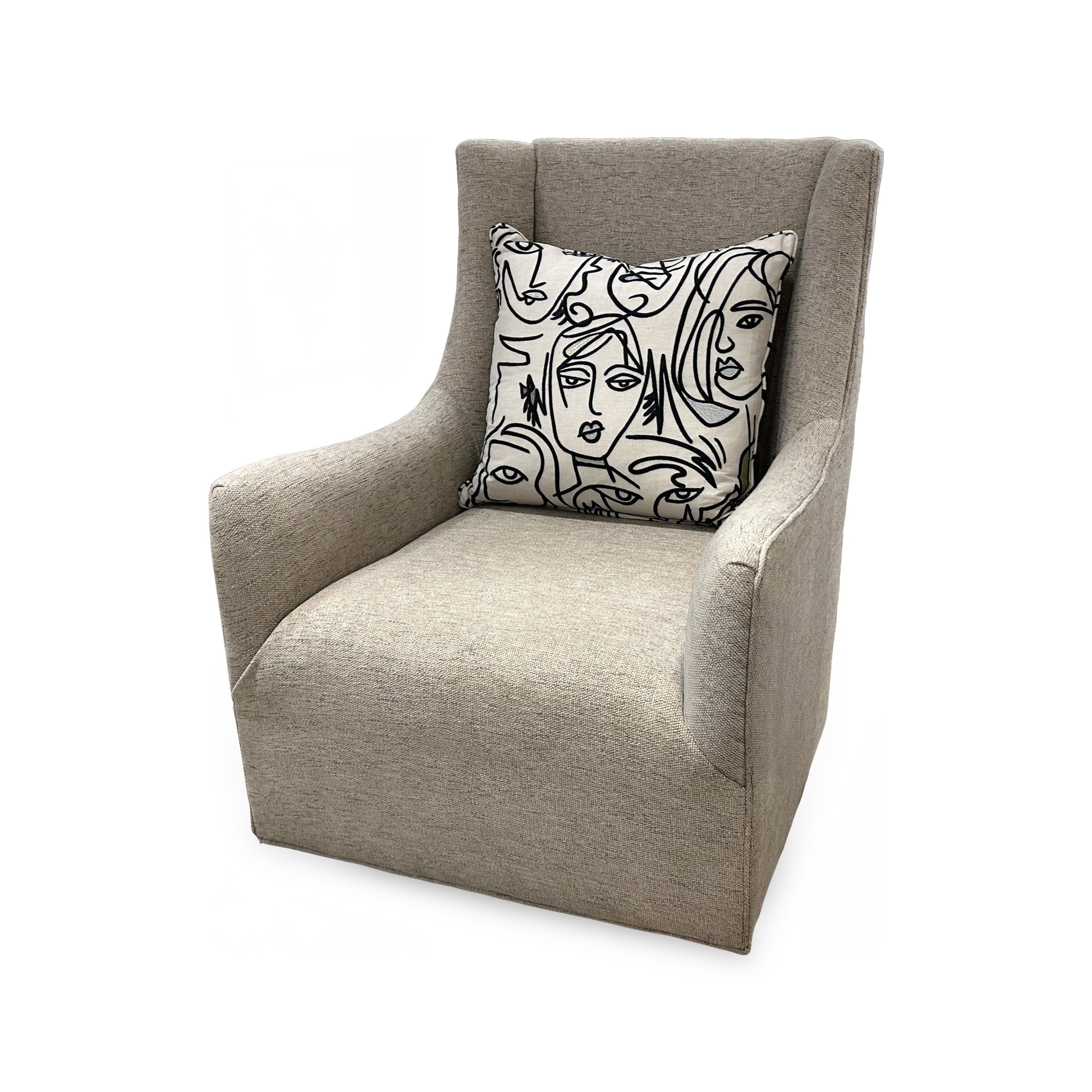 PR Wingback Swivel Chair-CHRSWCMF6590-CHRSWCMF6590 - Angle + Pillow Melas Wingback Swivel Chair - Image 1
