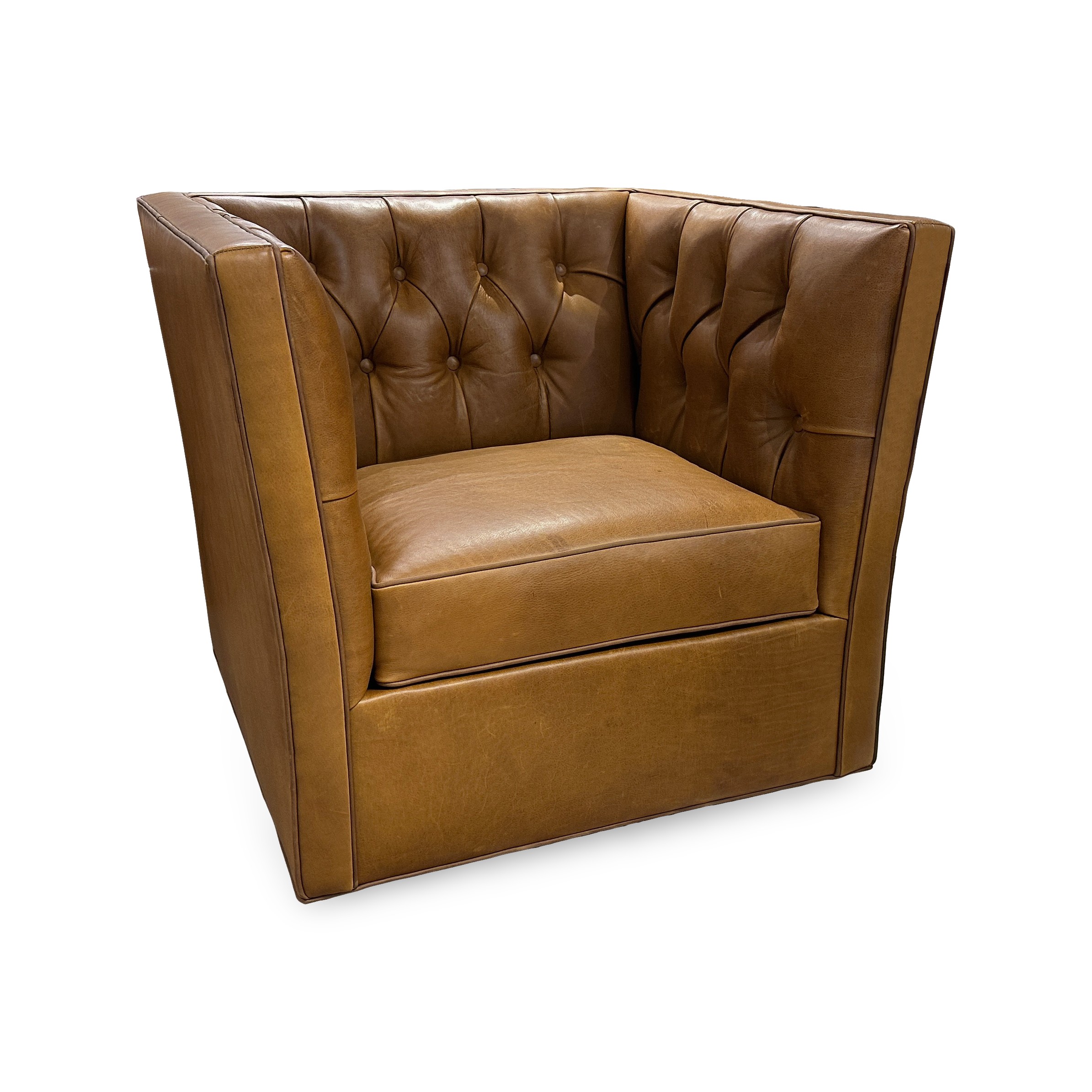 Tuft Leather Swivel Chair