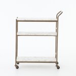 Brass and Marble 3-Tier Bar Cart - Image 2