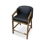 Modern Leather Wood Accent Counter Stool
