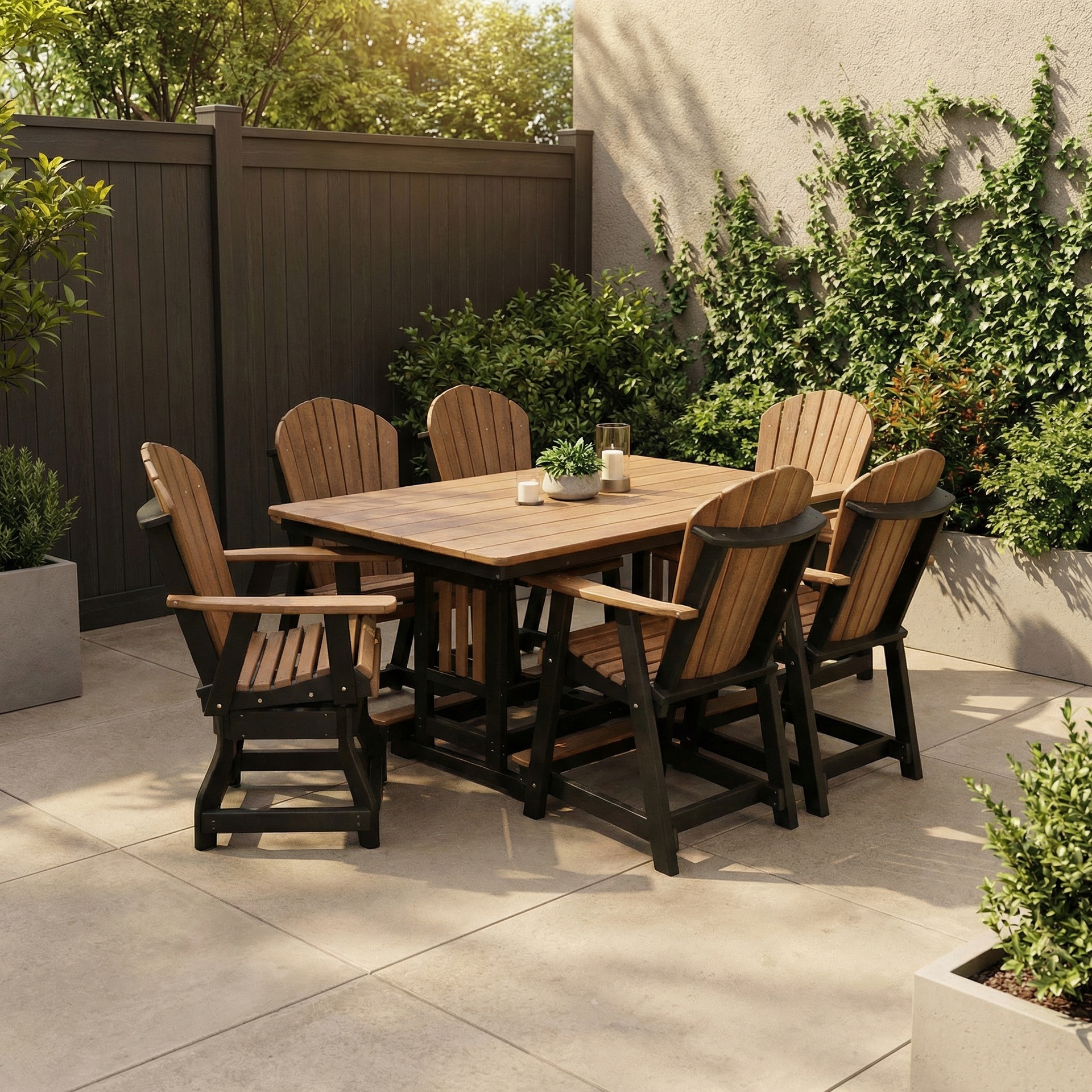 7 Piece Counter Height Adirondack Dining Set With Swivel Chairs NBFA7PCDNMHB NBFA7PCDNMHB Angle Outdoor Small Patio Dining Sets 1