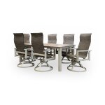 Shadow Rock Modern Coastal 8-Piece Outdoor Dining Set with High Sling-Back Swivel Chairs