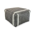 Woven Wool Gray Pouf
