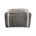 Woven Wool Gray Pouf - Image 2