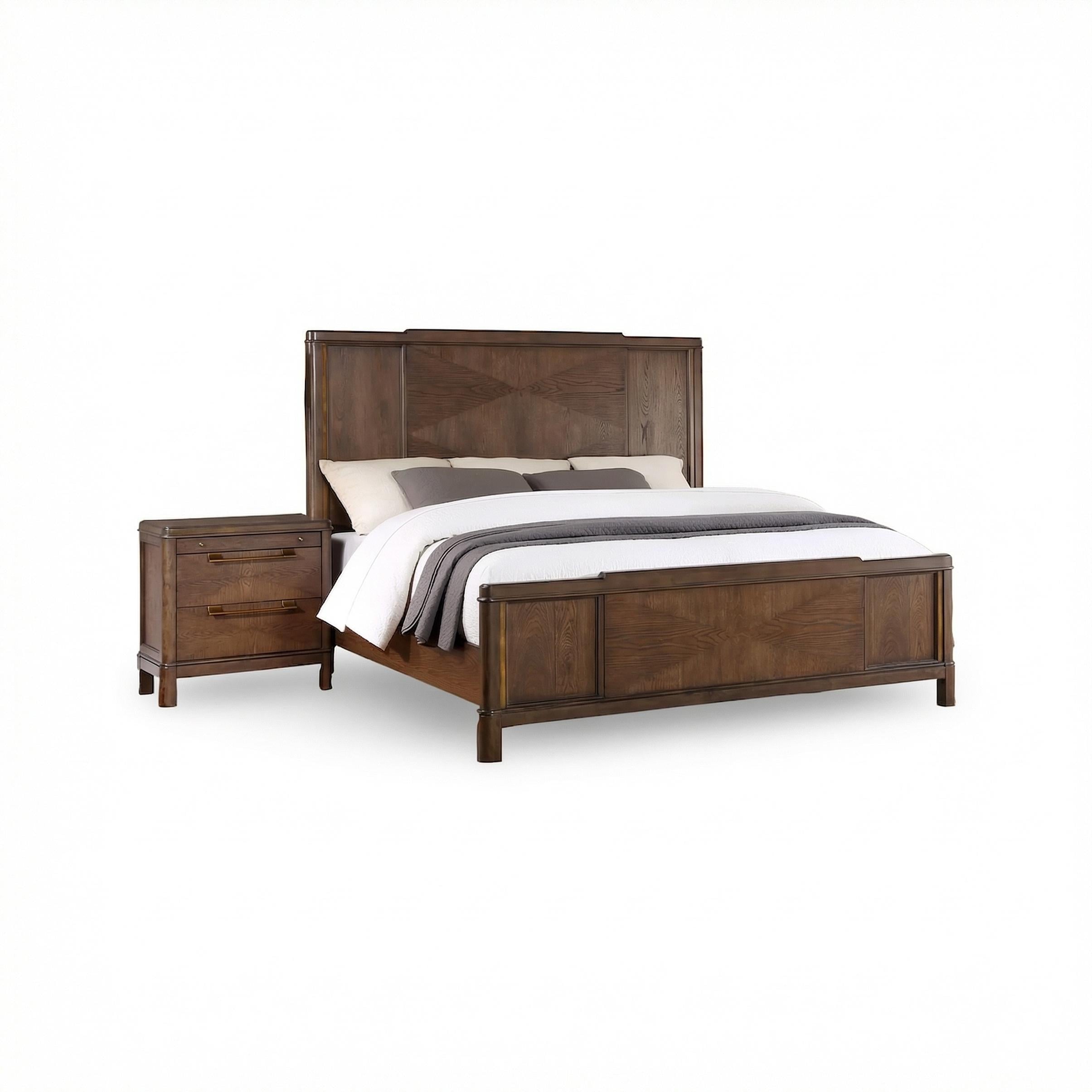 SLVAUDMN900K-SLVAUDMN900K-Milan Bed + Nightstand-Repair_Generated_1 King Panel Bed with 2-Drawer Nightstand - Image 1