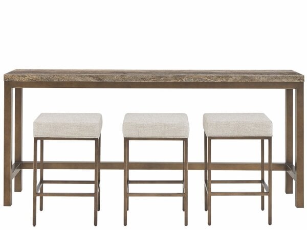 Stone Top Console Table with Stools - Image 2