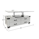 Lift-Top Cocktail Table with Storage and Casters - Image 3