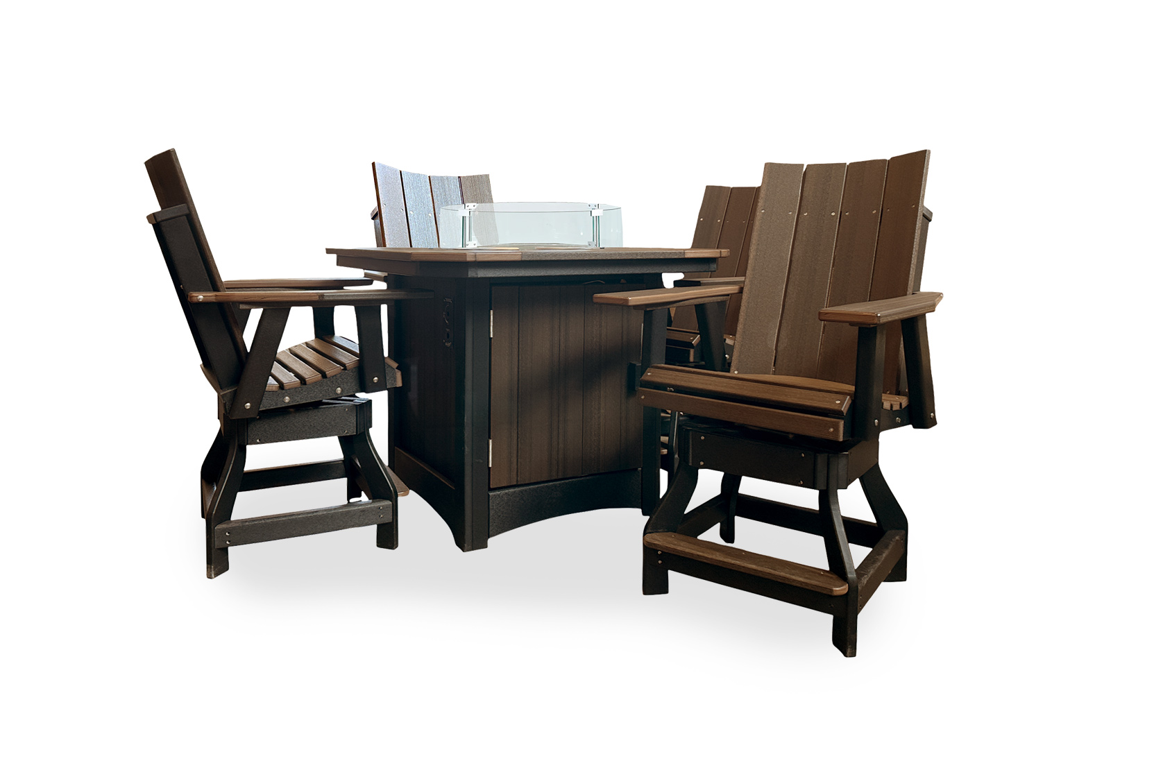 5-Piece Contemporary Fire Table Set | Brazilian Walnut & Black