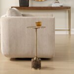Brass and Stone Pedestal Drink Table - Image 2