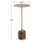 Brass and Stone Pedestal Drink Table - Image 6